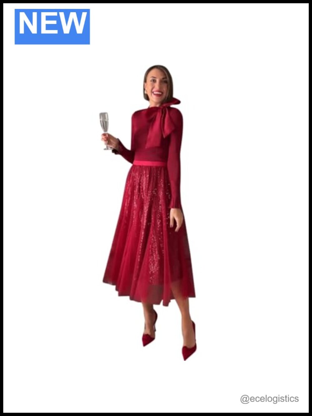 CHICWISH Sequined Tulle Midi Skirt with Elastic Waist - Holiday Party